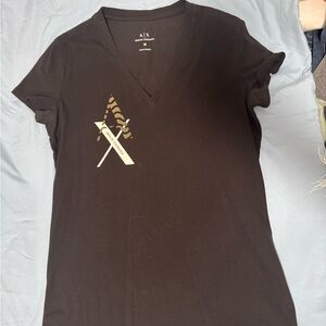 Armani Exchange Black V-Neck Women's Top